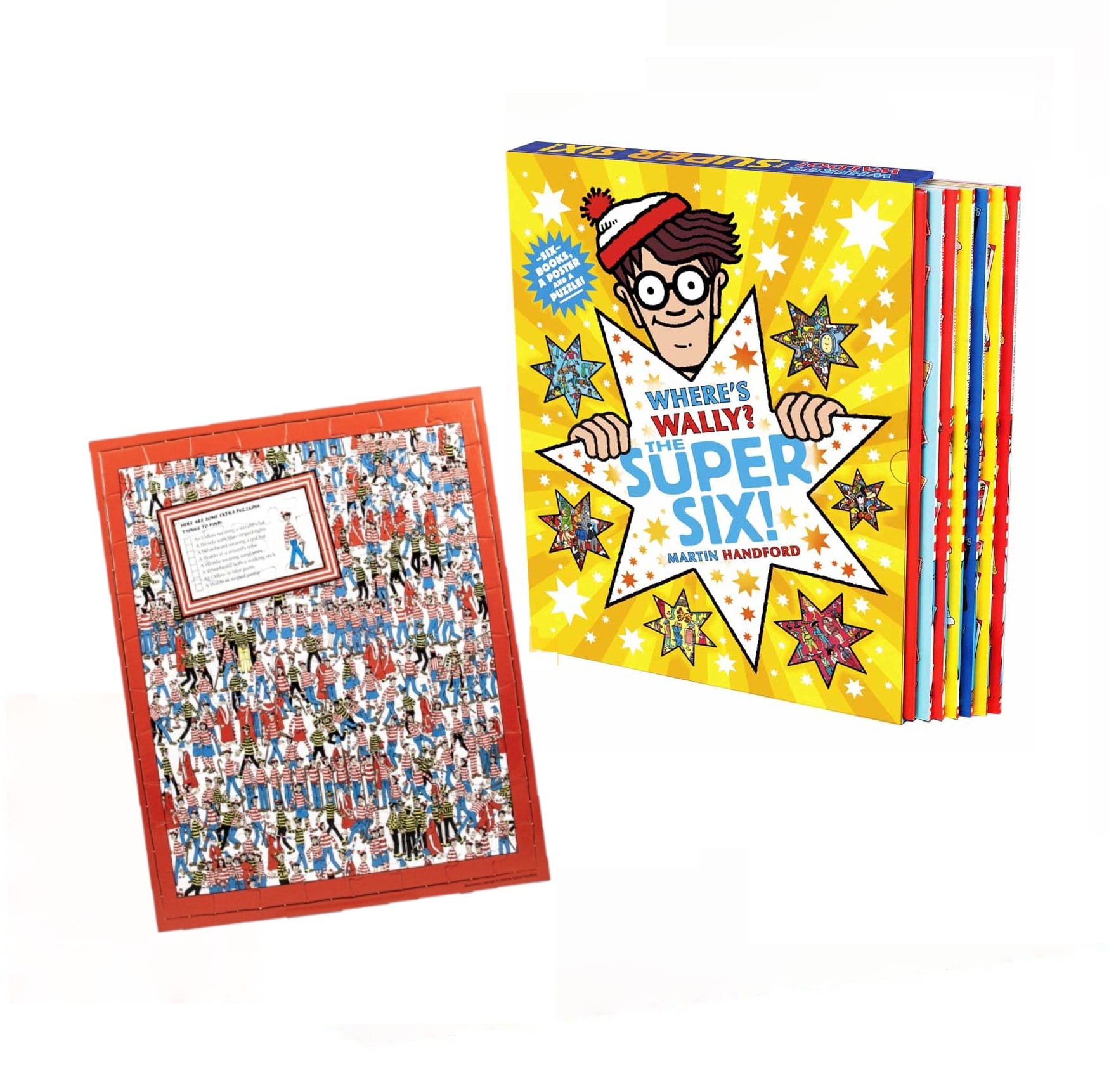Wheres Waldo Super Six / Wheres Wally (6 Books + Puzzle) Book Cover