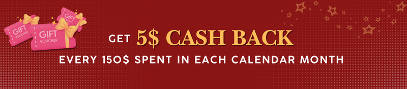 Get 5$ Cash Back every 150$ spent in each calendar month