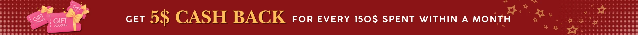 et $5 cashback for every $150 spent at Chamnar Bookstore.